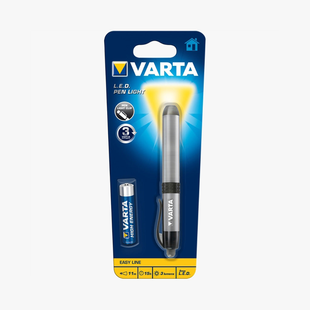 Pennlampa Varta — 11,7 cm Aluminium med clips