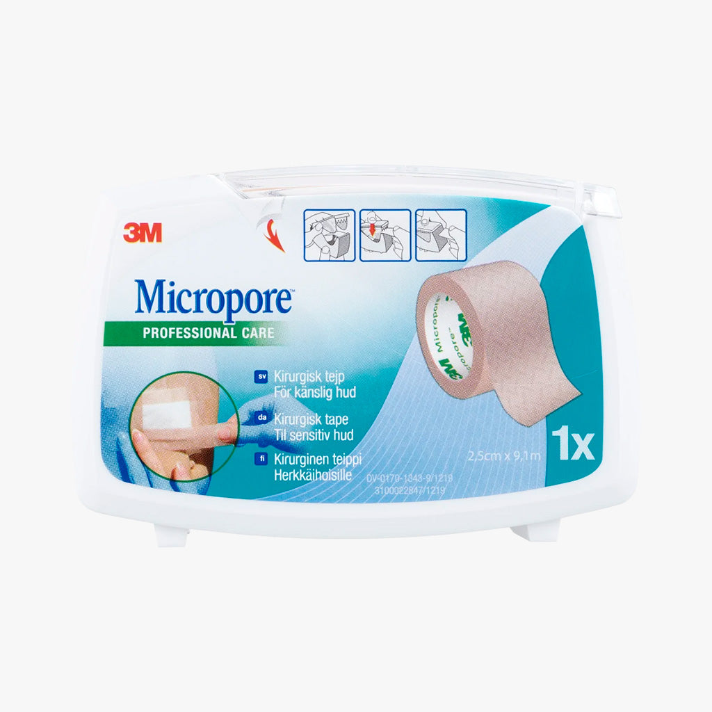 Micropore Kirurgtejp Brun med Hållare 2,5 cm x 9,1 m