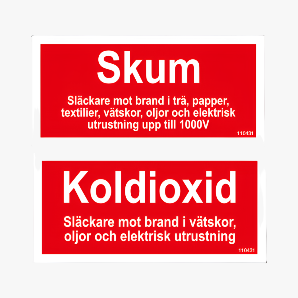 Tilläggsskylt Koldioxid / Skum