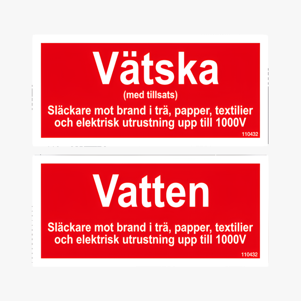 Tilläggsskylt Vätska med tillsats / Vatten
