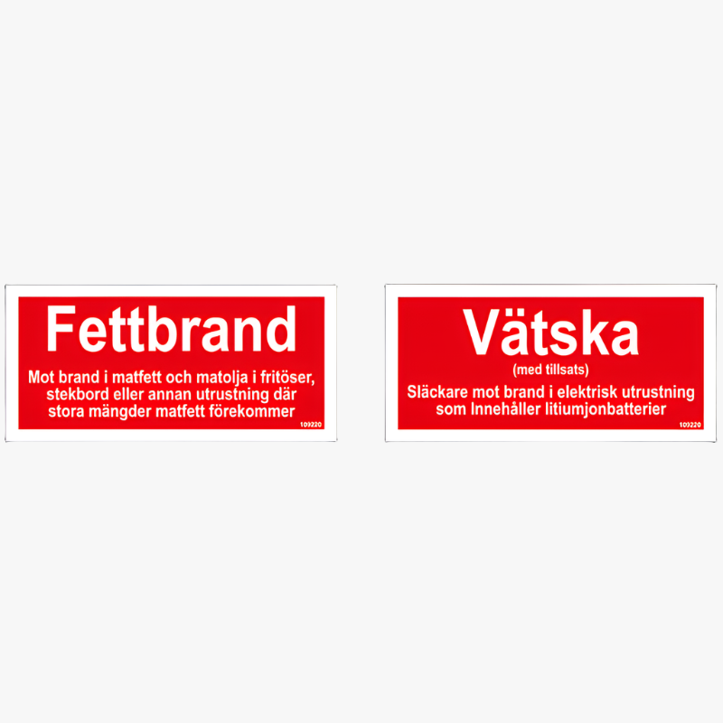 Tilläggsskylt Fettbrand / Vätska Litium