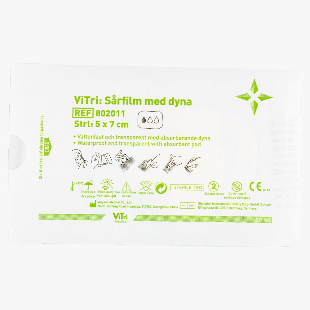 Vitri Wound film with pad 5 x 7 cm