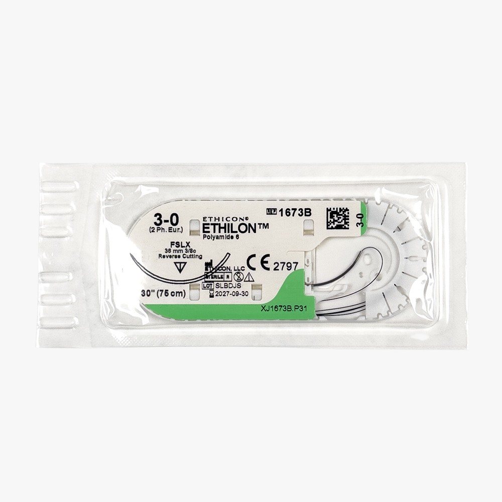 Sutur Ethilon 3-0 1673BH – 75cm svart nål FSLX — 36 mm 3/BC