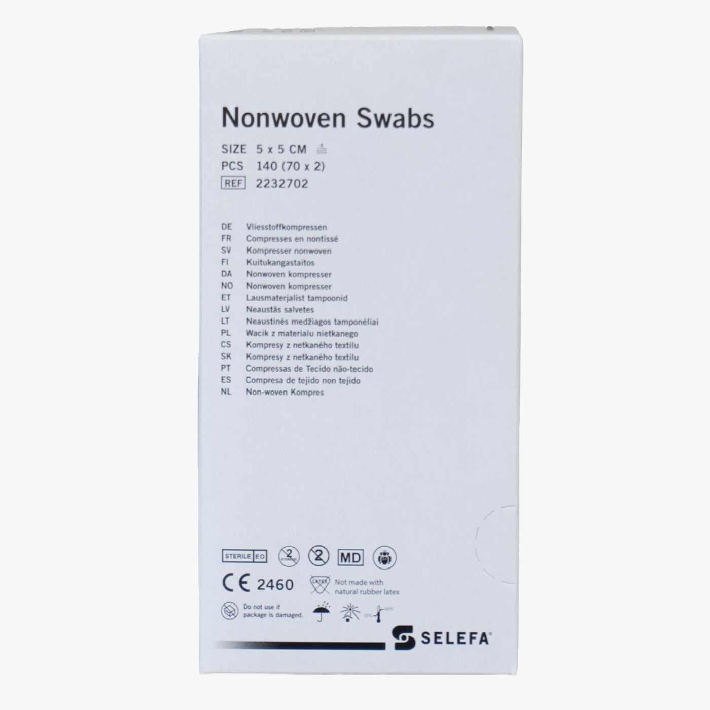 Selefa – Kompress nonwoven 4L 2p – 5x5cm steril – 140 st
