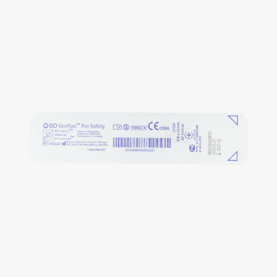 BD Venflon Pro Safety 22G Blue 0.9 x 25 mm