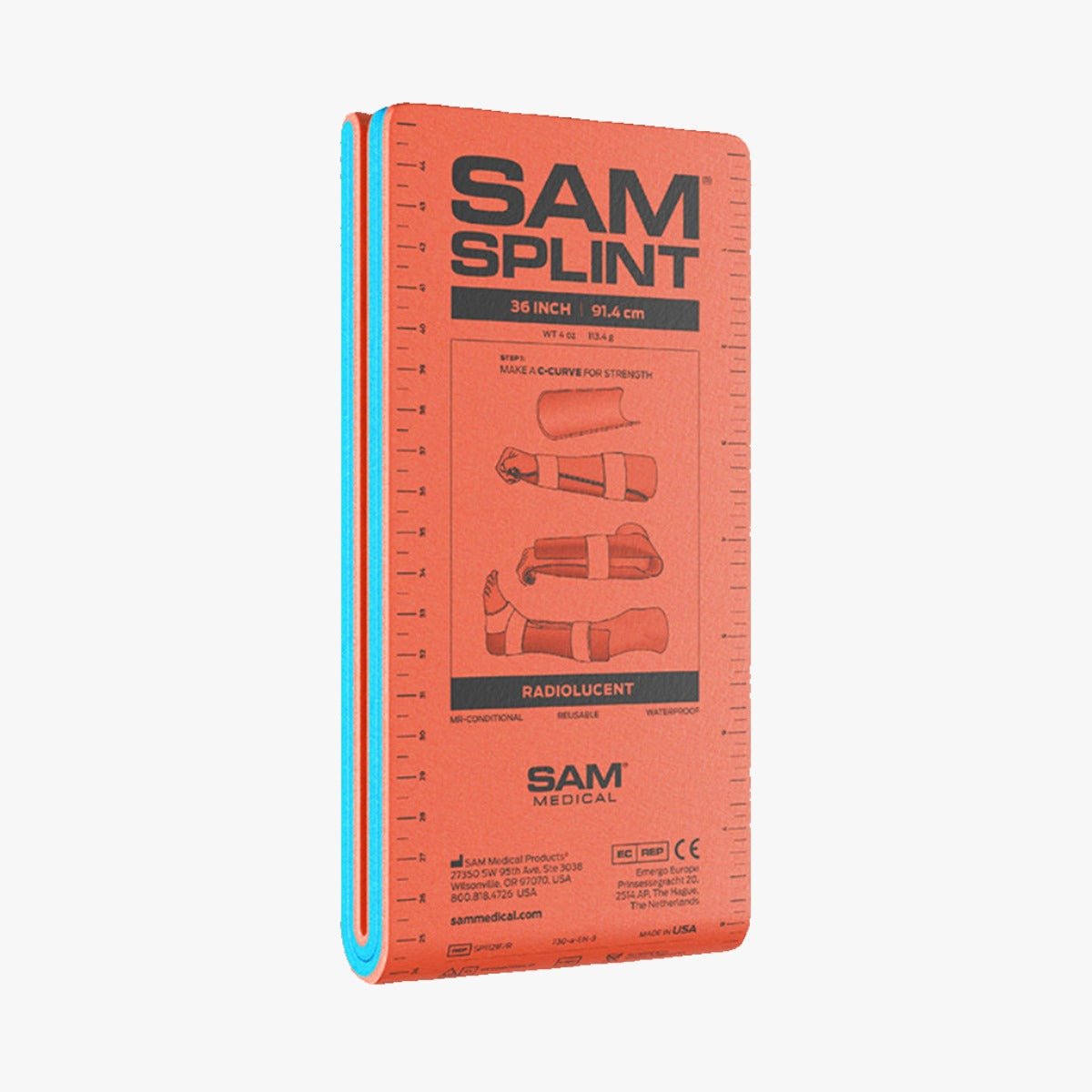 SAM Splint 36″ foldet – orange/blå, 91 cm
