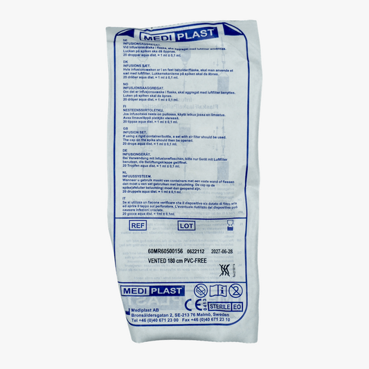 Mediplast Infusionsaggregat med luftning – 180cm PVC-fri