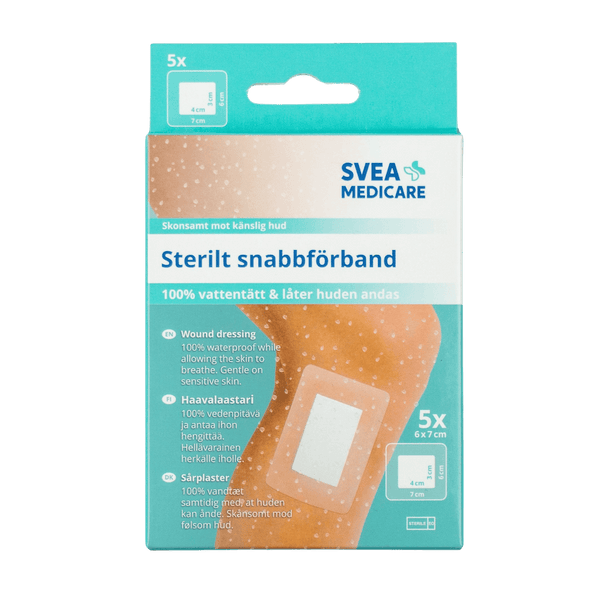 Svea Medicare Sterilt snabbförband Vattentätt 6 x 7 cm, 5 st