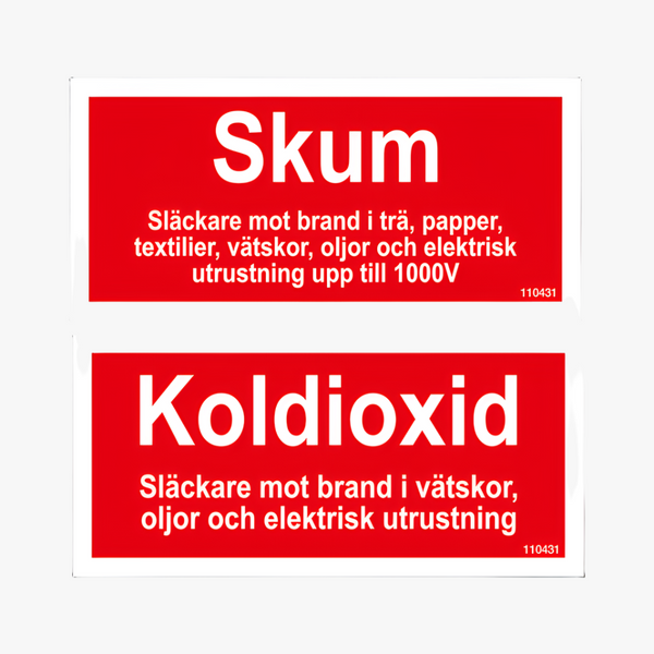 Tilläggsskylt Koldioxid / Skum