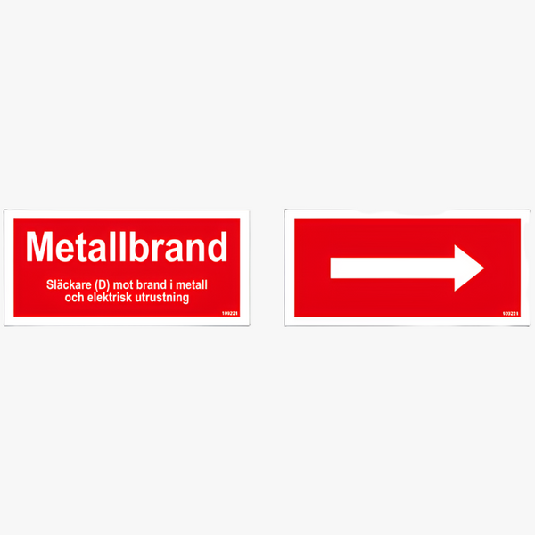Tilläggsskylt Metallbrand / Rikningspil