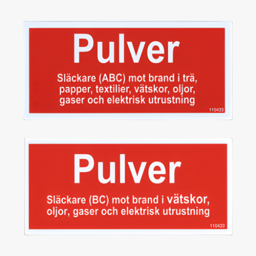 Tilläggsskylt Pulver ABC / Pulver BC