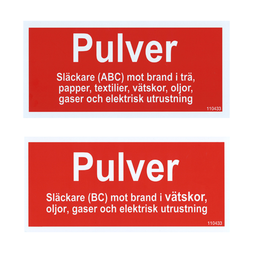 Tilläggsskylt Pulver ABC / Pulver BC