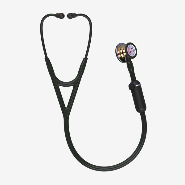 Stetoskop Littmann CORE digital svart med spegelblankt regnbågsfärgat bröststycke och svarta hörlurar