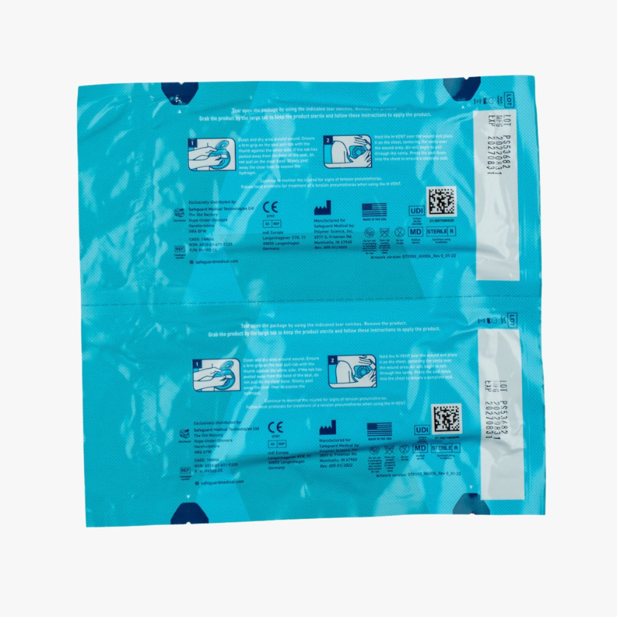 H&H Hyvent Vented Chest Seal Twin Pack 23 x 21 cm
