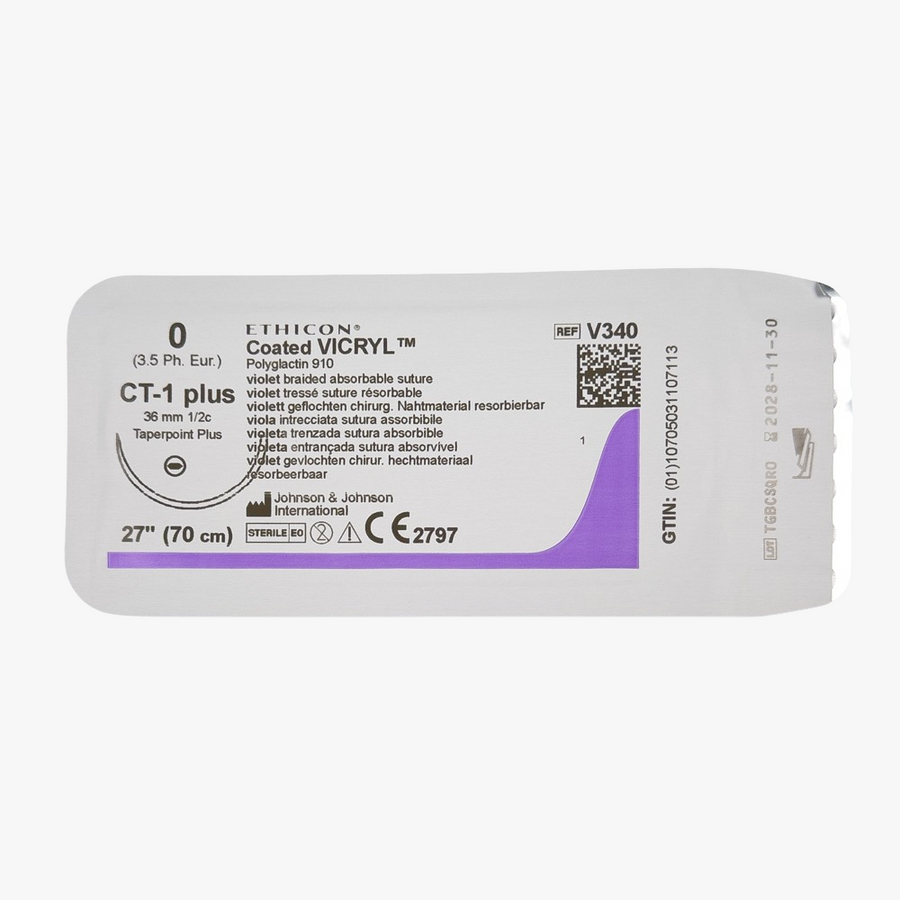 Sutur Vicryl 0 V340H – 70cm violet nål CT-1