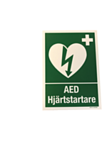 Vinklad v-formad hjärtstartarskylt (E010) 20x20