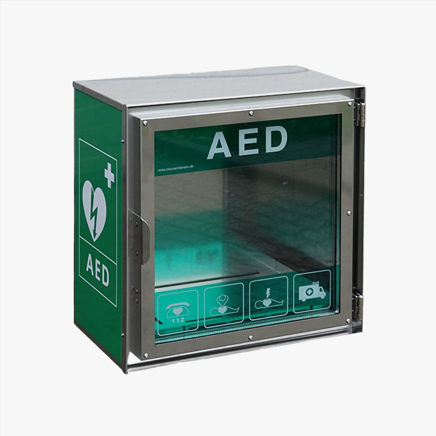 Cabinet defibrillator — heat (-20°C) and stainless steel
