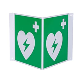 Vinklad v-formad hjärtstartarskylt (E010) 20x20