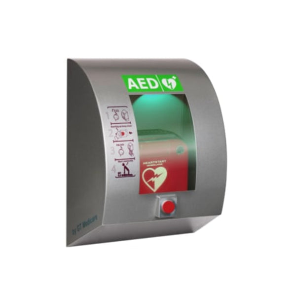 SixCase Utomhusskåp för Defibrillator med Tryckknapp (Grå)