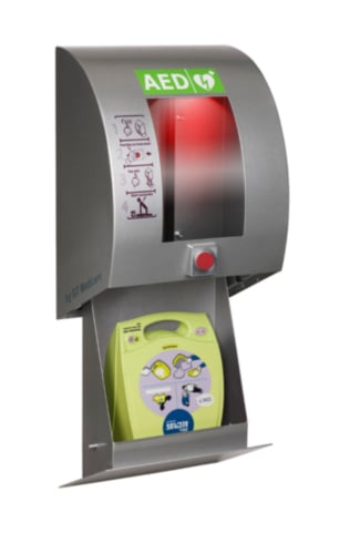 SixCase Utomhusskåp för Defibrillator med Tryckknapp (Grå)