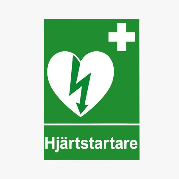 Skylt hjärtstartare A4