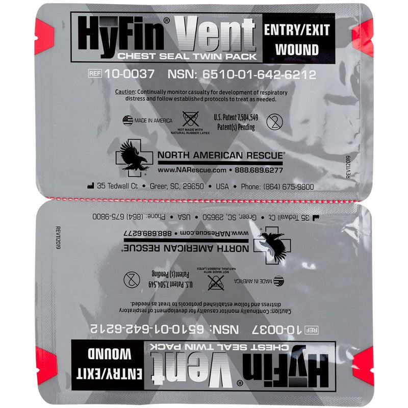 NAR Hyfin Vent Chest Seal Twin Pack 16 x 16 cm