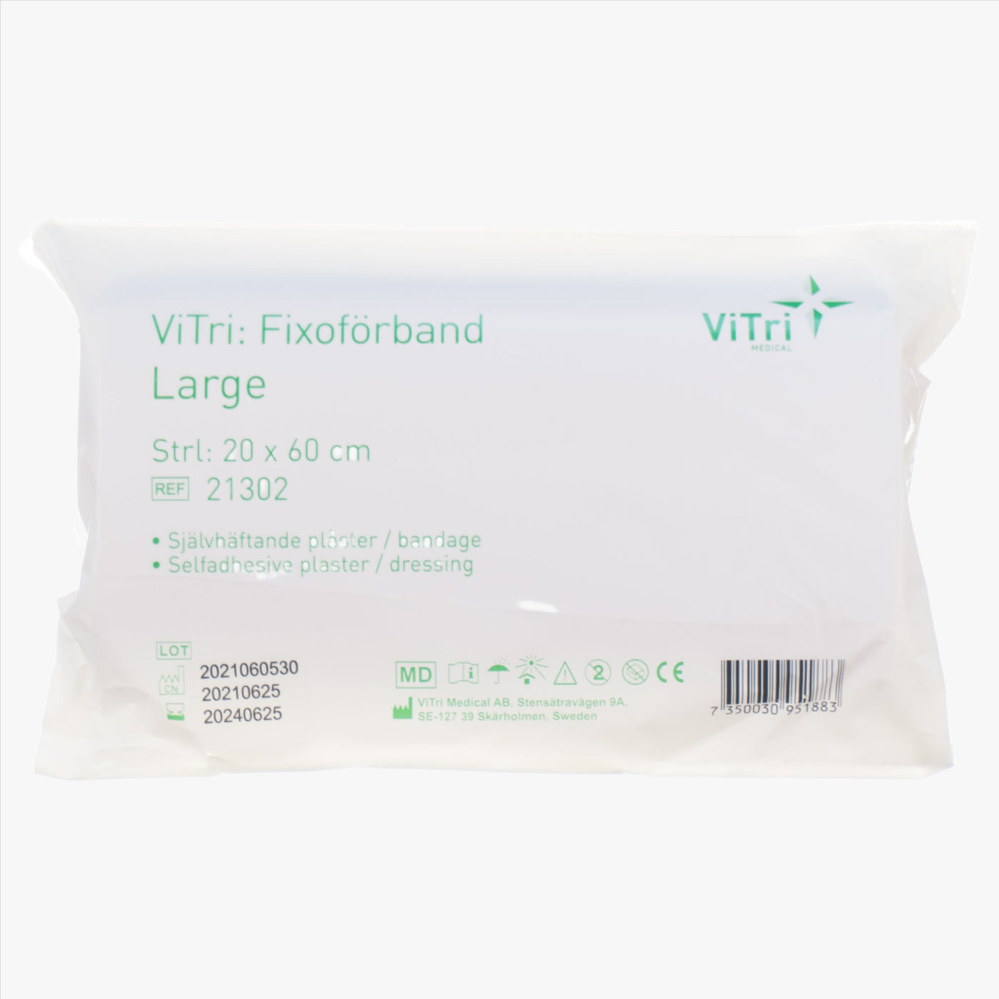 Skumförband Vitri Fixoförband — självhäftande & absorberande — 20 cm x 60 cm