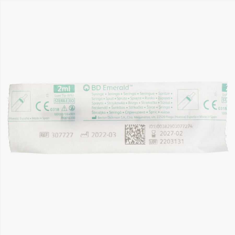 Syringe BD Emerald Luer 2 ml Graduation 0.1 ml Centered