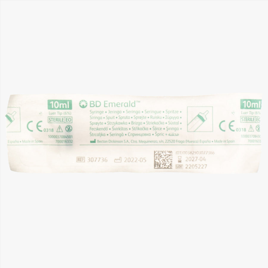 Syringe BD Emerald Luer 10 ml Graduation 0.2 ml Centered