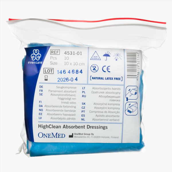 Evercare Absorberande Förband Höggradigt Ren 10 x 10 cm 10 st