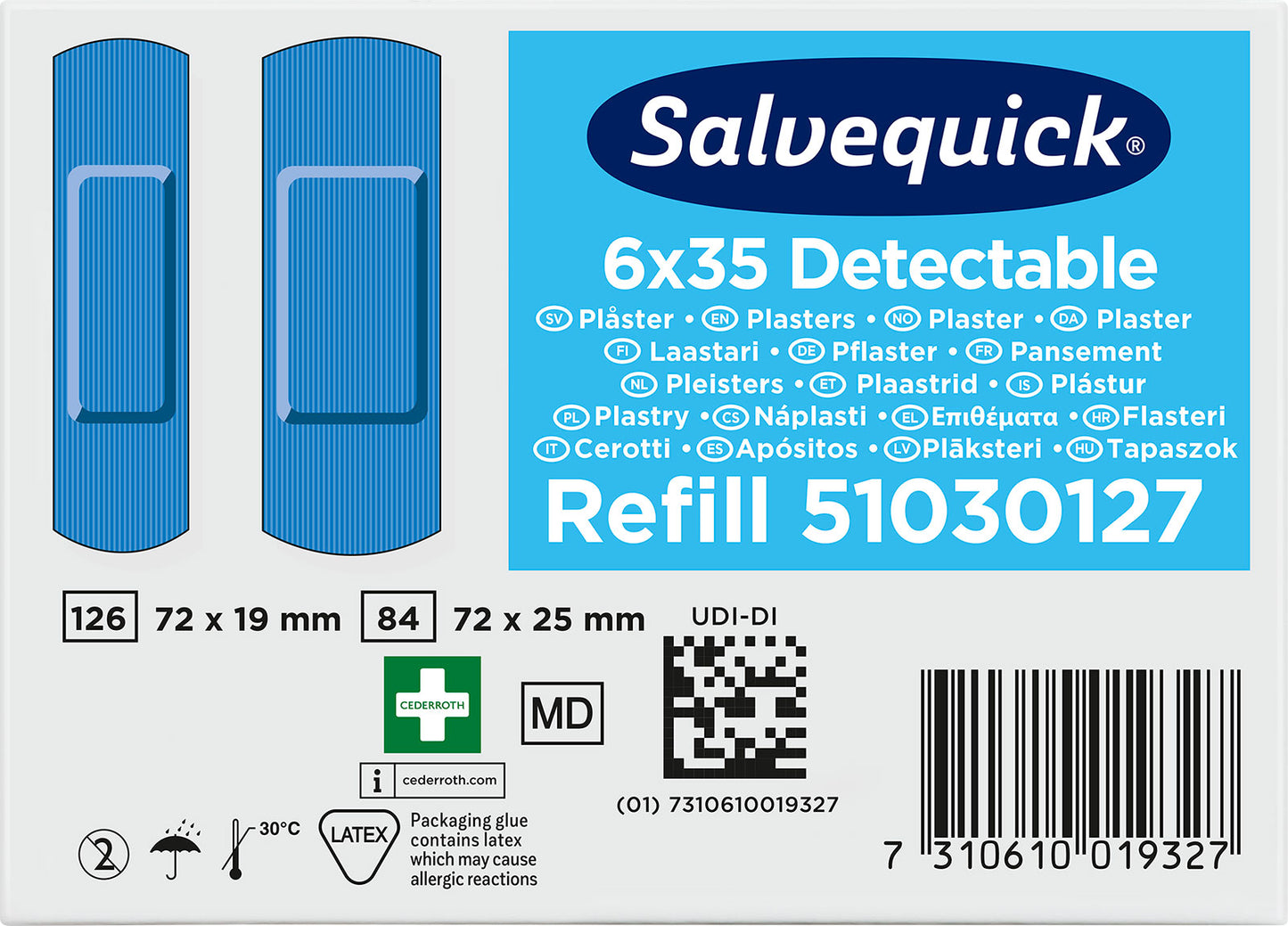Cederroth Blue Detectable Plåster 6 paket