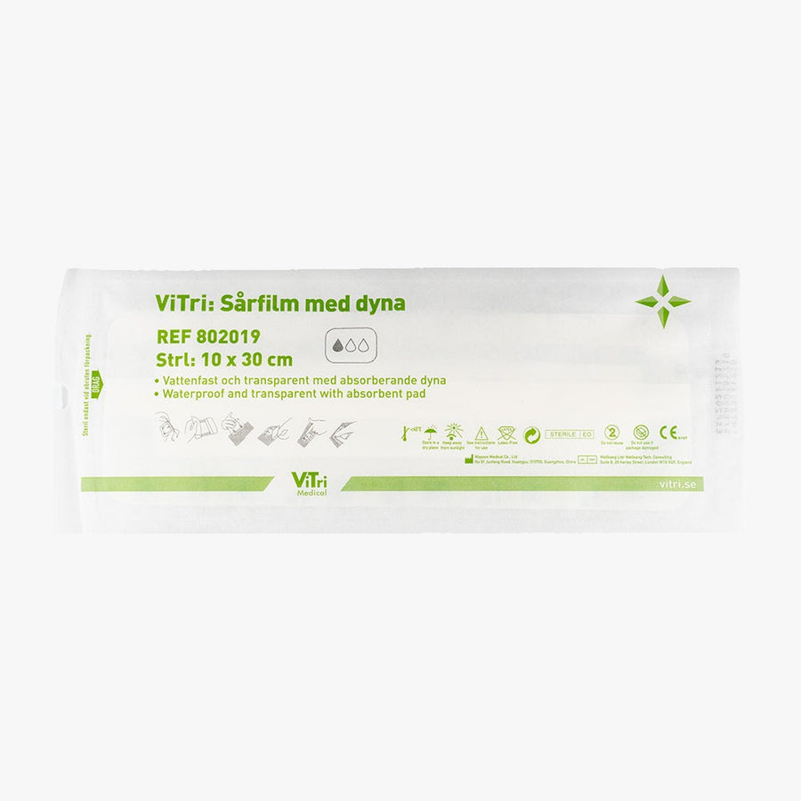 Vitri Sårfilm med dyna duschbar steril 10 x 30 cm 50 st