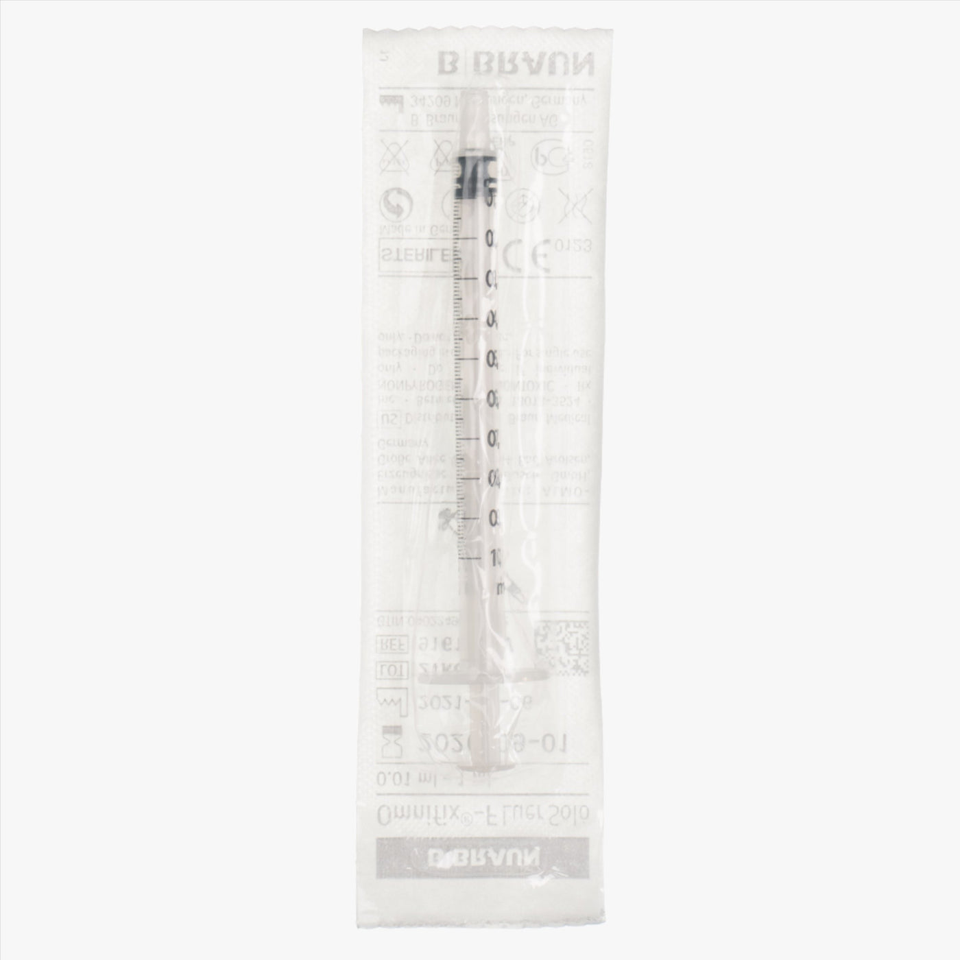 Spruta B Braun Omnifix Luer Solo 1 ml Gradering 0,01 ml Centrerad