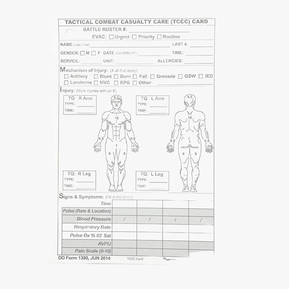 Modestone TCCC Card Injury card